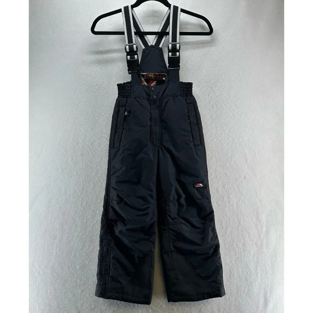 Trespass Bib Overall Pants Kids Size 5/6 Insulated Ski Snowboard Winter Black